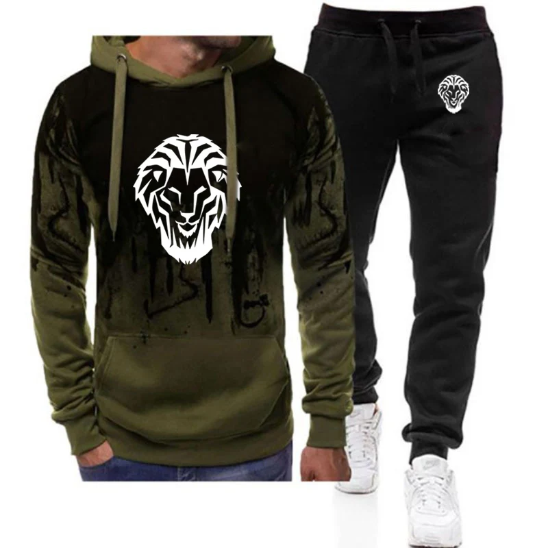 Leon Athletic Club de Bilbao 2022 Men\'s New Print Gradient Hoodies Casual Sweatpant Jackets Sport Hip Hop Coats + Trousers Suits