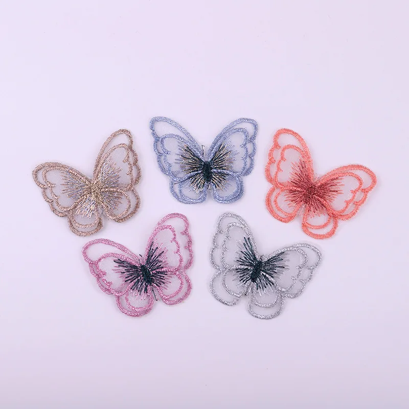 

15Pcs/lot 5CM Organza Double-layer Butterfly Applique for DIY Hat Gloves Clothes Leggings Fabric Sewing Headwear Decor Patches