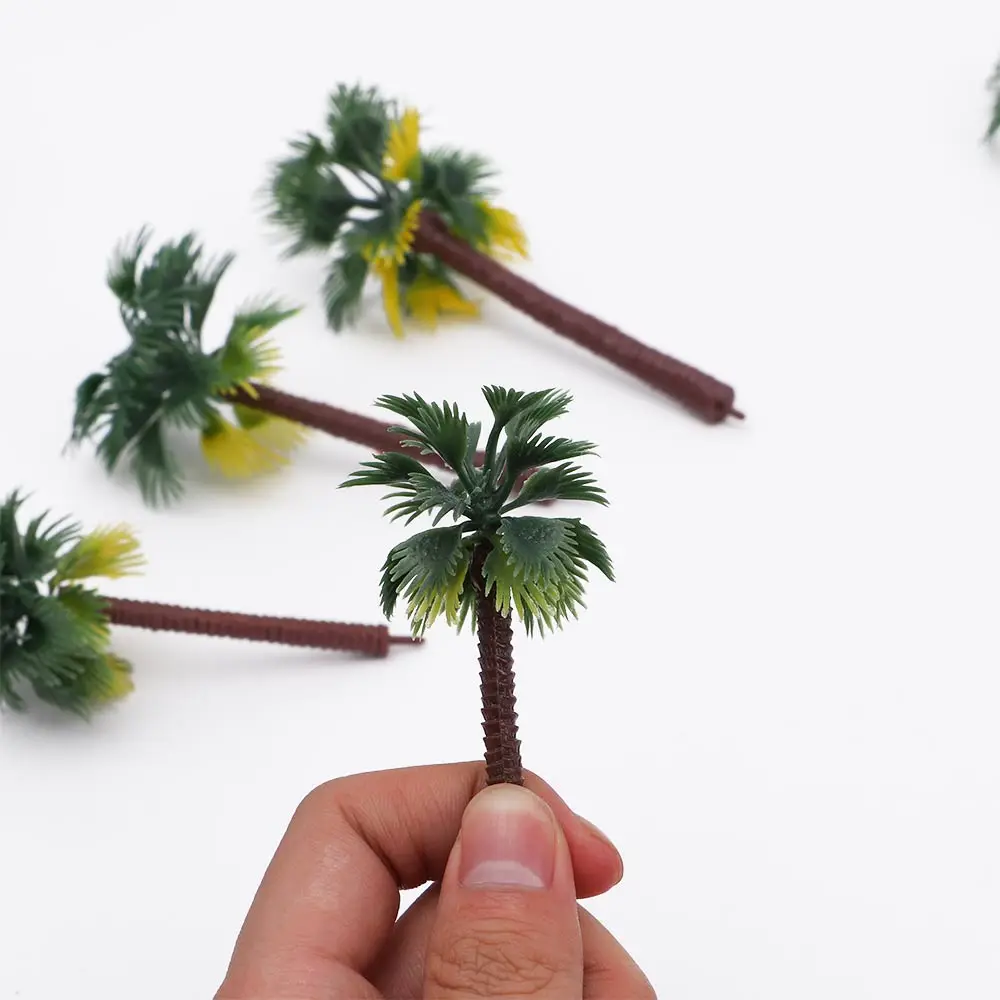 Mini palmera Tropical de simulación, árbol de coco de plástico, bonsái, decoración de paisaje en miniatura, modelo de paisaje, 5 piezas