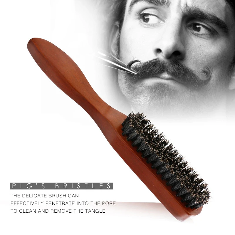 Natural Hard Boar Bristle Beard Brush Comb Men Facial Hair Cleaning Brush Hair Styling Brush Hair Styling Brush Professional Bea