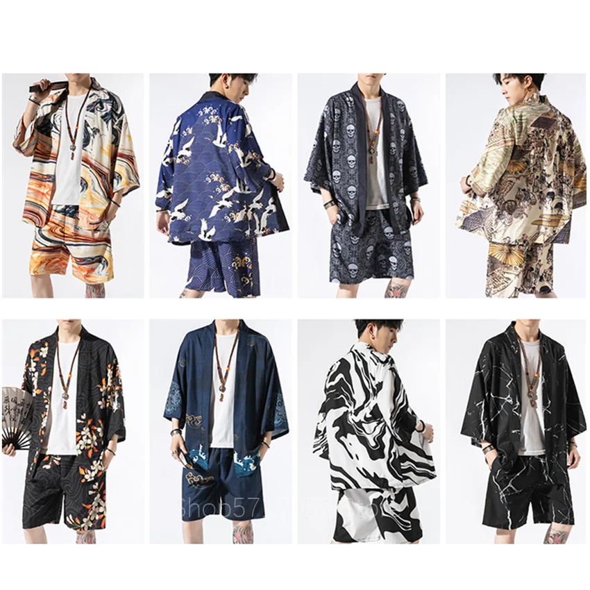 Men Kimono Cardigan Tang Suit Traditional Chinese Clothing for Men Oriental Harajuku Crane Casual Asian Streetwear Fashion Adult