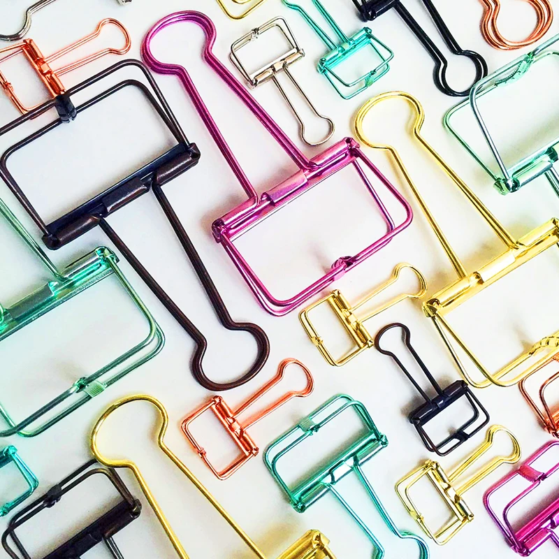 JIANWU Metal long tail clips gold paper clips Color clips mini clips Multifunctional metal bookmark