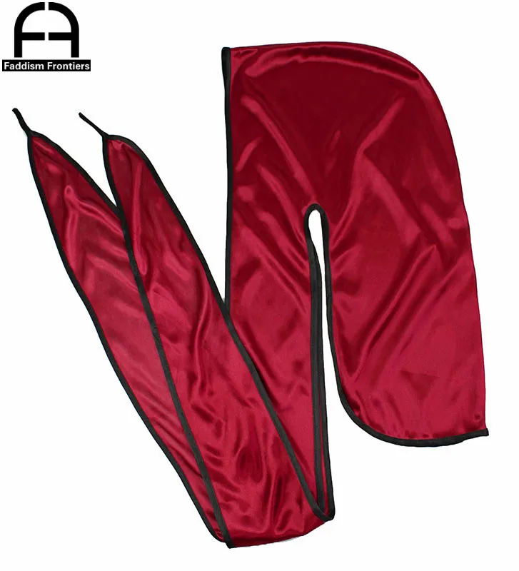 Unisex Männer Seidige Durag Schwarz Nähen Seide Durags Bandanas Für Männer Long Tail Doo Du Rag Wave Cap – Detail 4