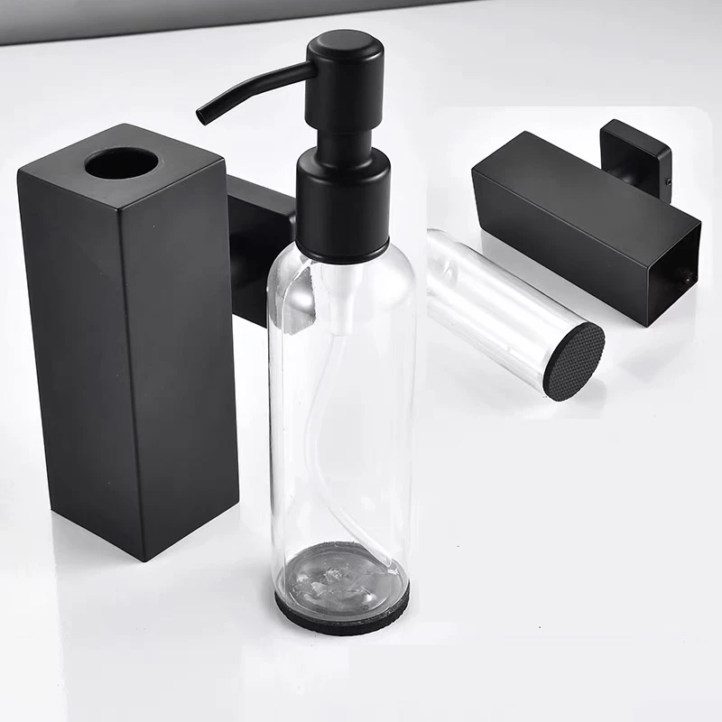 Black Liquid Soap Dispensers Hand Press Metal Pump Dispenser Wall Bathroom Accessories Kitchen Stainless Steel Lotion Bottle