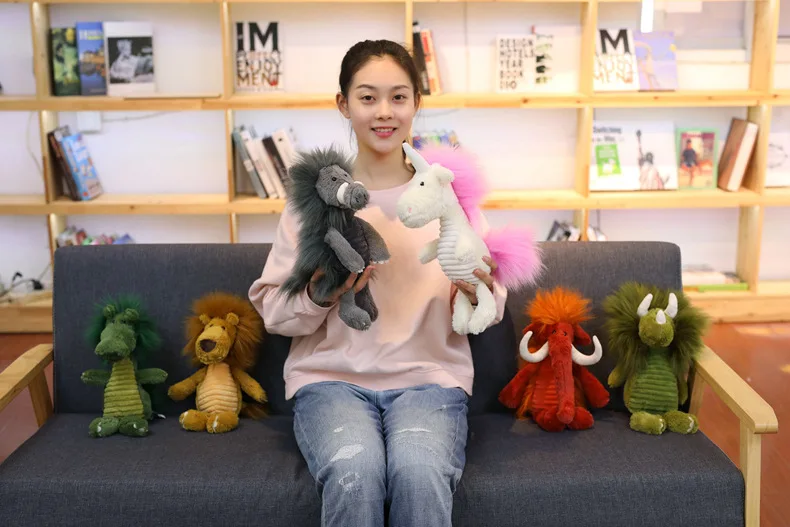 lovely plush toy cartoon forest animal lion wild boar unicorn rhino soft doll children toy birthday gift s0020