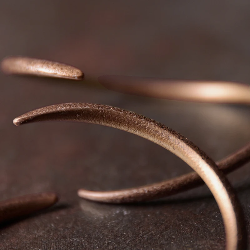 Hand Forged Cuff Solid Copper Bracelet Rustic Metal Do Old Punk Bangle Viking Handmade Jewelry Unisex Couple Lover Accessories