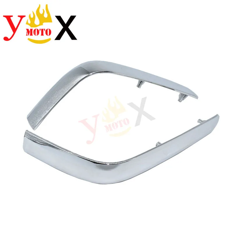 Pair Chrome ABS Lower Side Corner Trunk Saddlebag Accent Trim Strip Cover Decal For Honda Goldwing GL1800 2001-2011 2002 2003