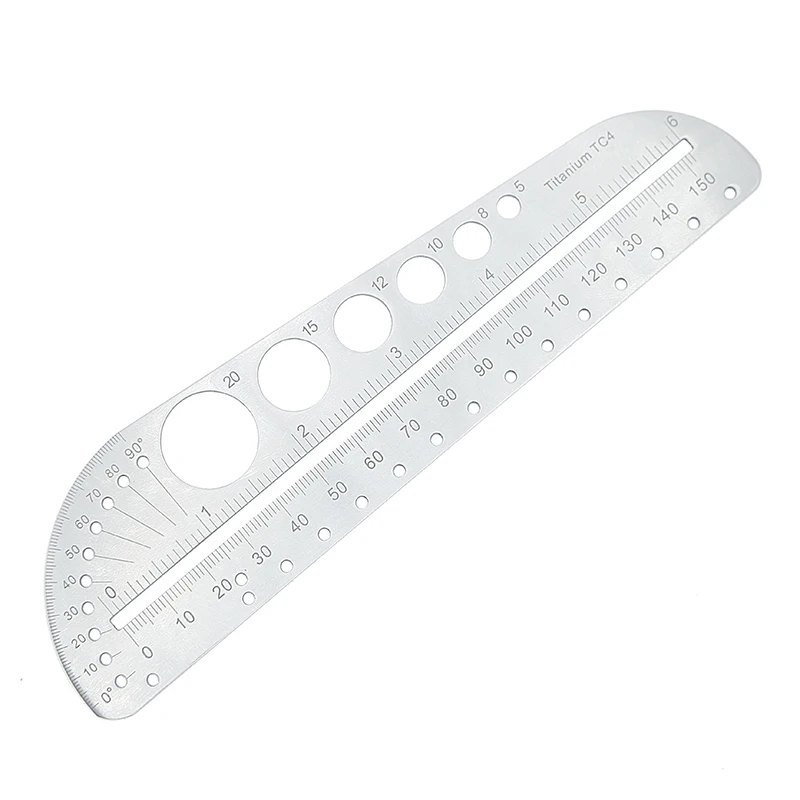 TC4 righello in titanio righello multifunzione bussola goniometro esagono strumento EDC