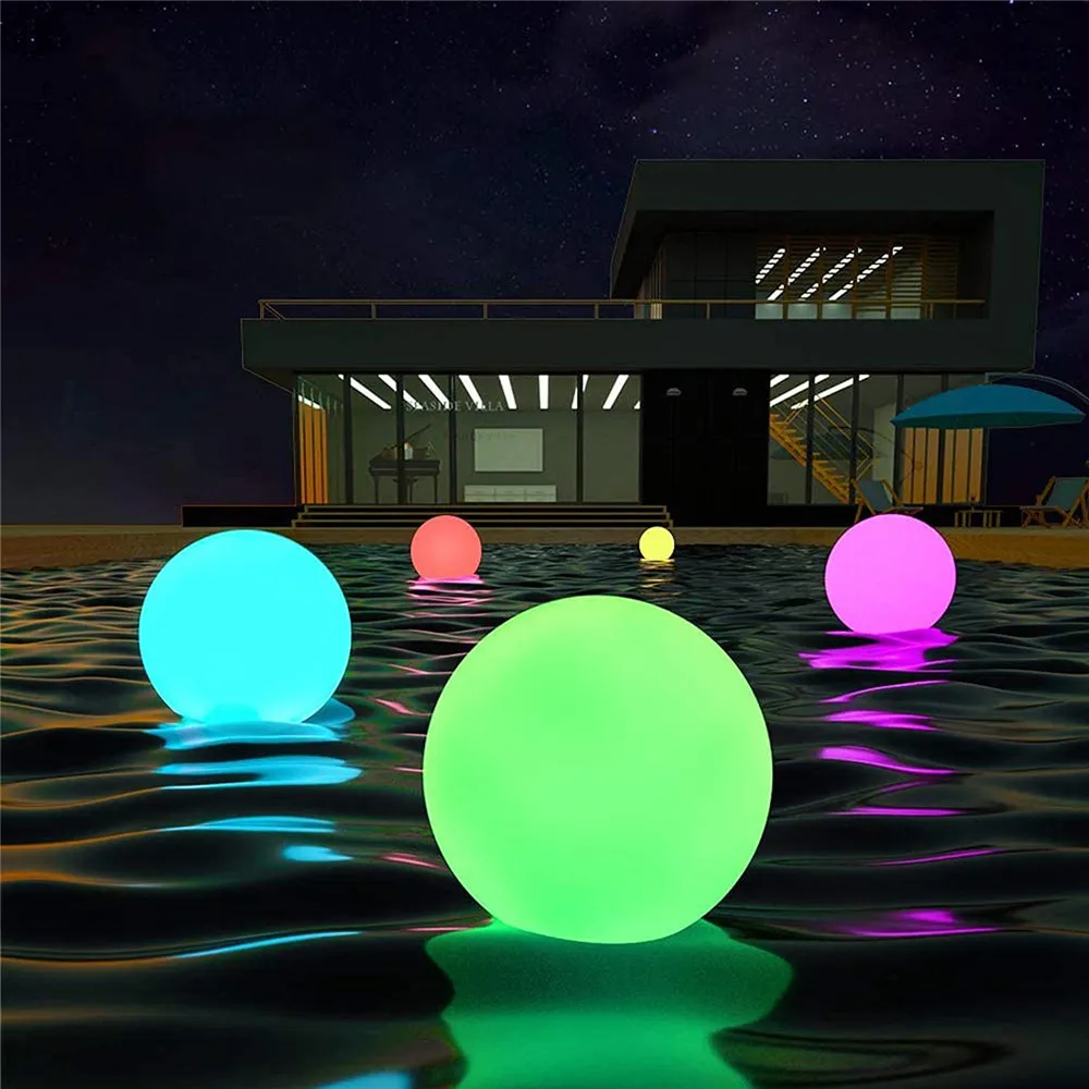 16 Dimmable Colors LED Glow Ball Lights USB Rechargeable IP67 Landscape Floating Pool Lights for Garden Lawn Party Decoration