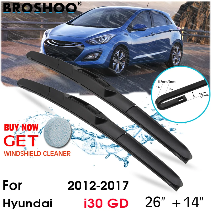 

Car Wiper Blade Front Window Windscreen Windshield Wiper Blades J hook Auto Accessories For Hyundai i30 GD 26"+14" 2012-2017