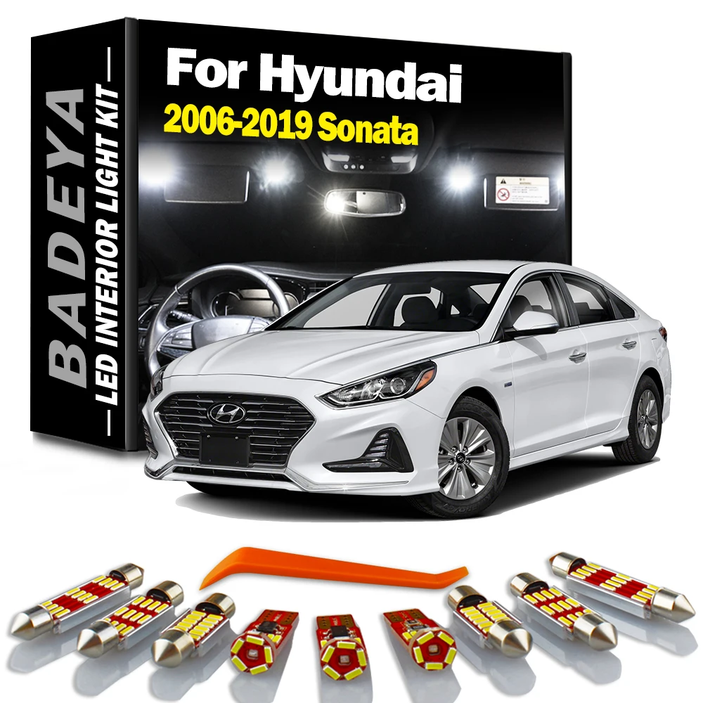 BADEYA Canbus White Ice Blue Auto Accessories LED Interior Light Kit For 2006-2019 Hyundai Sonata Dome Map Trunk License Lamp