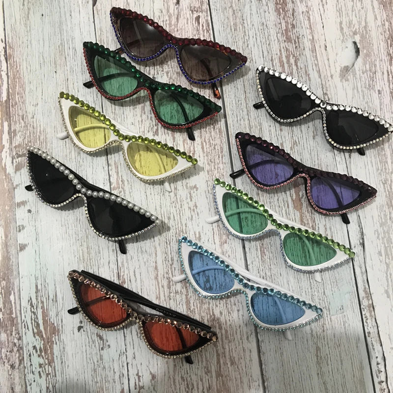 

ZAOLIHU Cat Eye Women Diamond Sunglasses 8 Colors Shades Female Eyewear UV400 Party Glasses Cheap Eyeglass