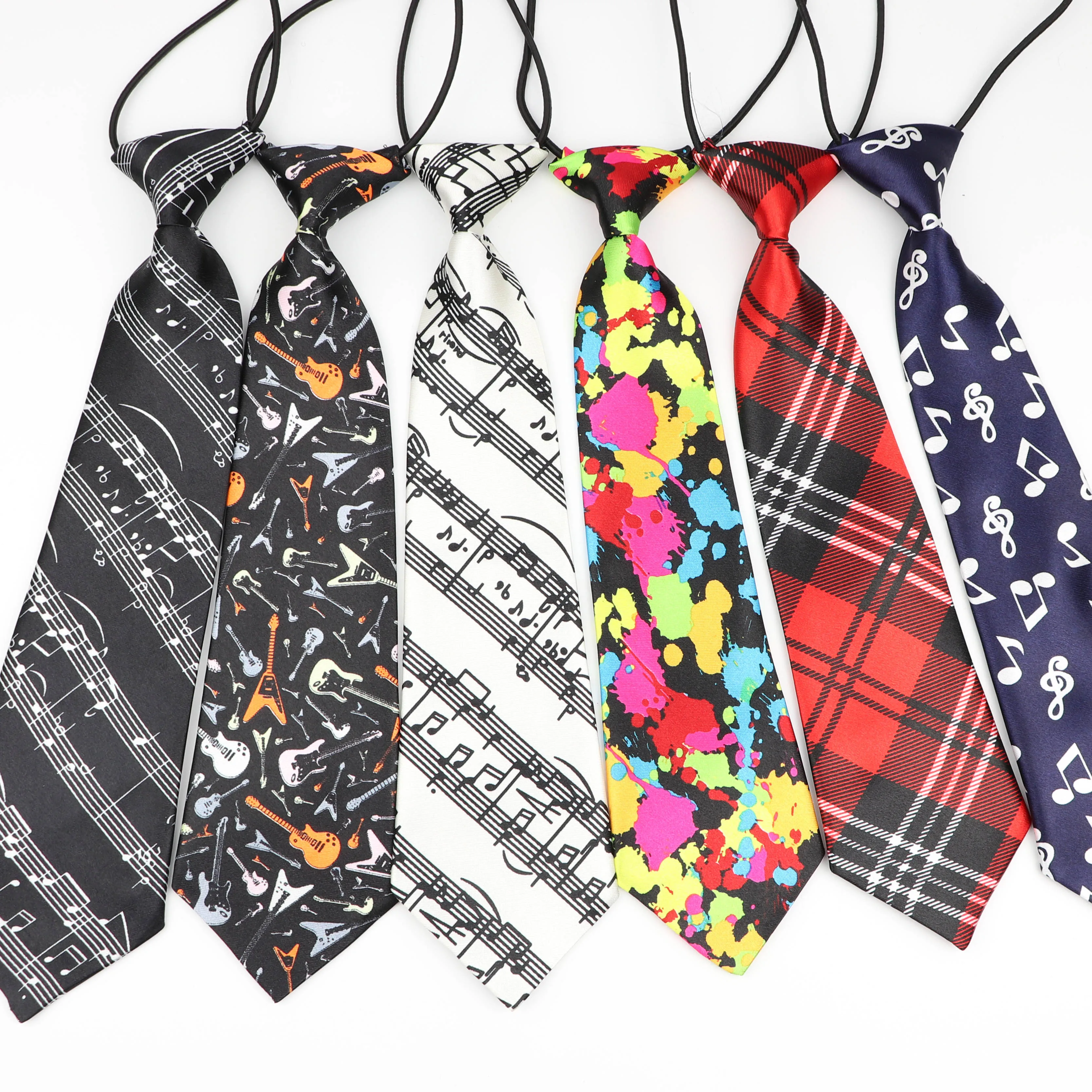 Kids Fashion Style Lazy Slim Necktie Skinny Music Tie Simplicity Elastic Band 7cm Width Children Party Formal Designer Ties