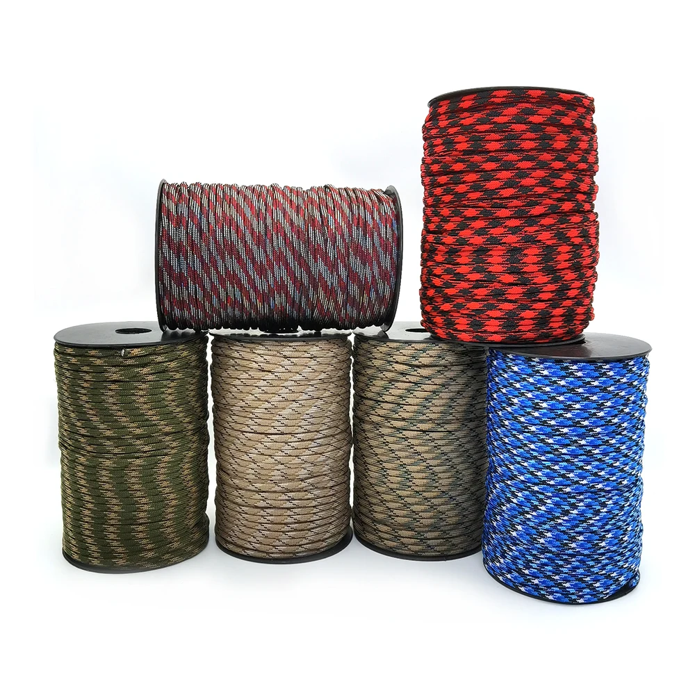 100M 550 Military Standard 7-Core Paracord Rope 4mm Outdoor Camouflage Parachute Cord Survival Umbrella Tent Lanyard Strap