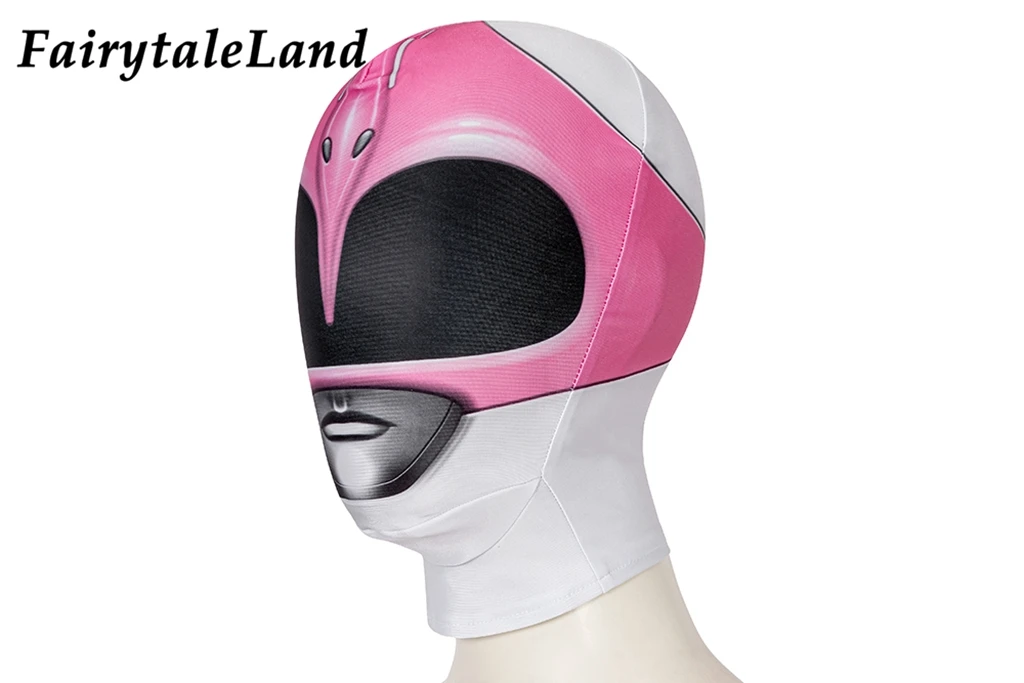 Halloween Rangers Cosplay pf Zentai Outfit Spandex stampa 3D tuta rosa Costume casco superhero