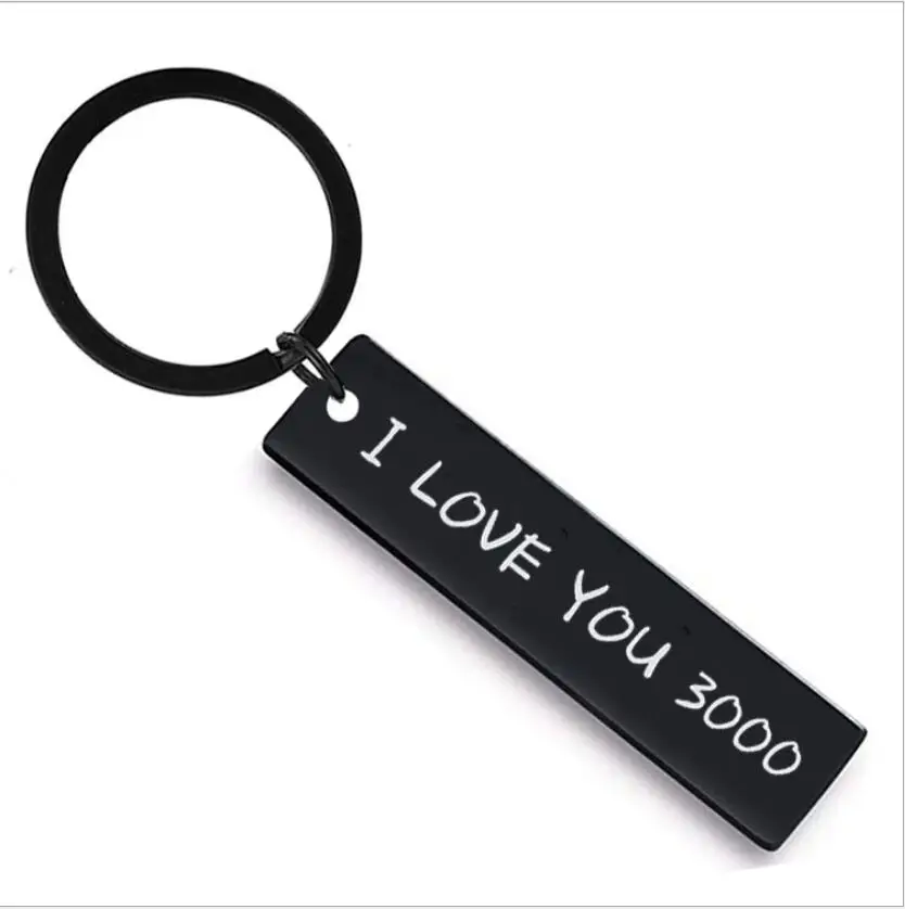 Hot sale new stainless steel long keychain I love u 3 thousand times keychain gift