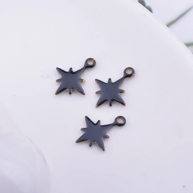 30 Stück 10*13mm Kupfer-Sternanhänger mit beidseitiger Emaille-Besetzung für Ohrringe, Halsketten und Anhänger – Detail 6