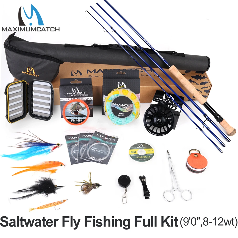 Imagem -02 - Maximumcatch-água Salgada Fly Fishing Kit Completo Cnc-usinado Alumínio Fishing Reel 9ft 812wt