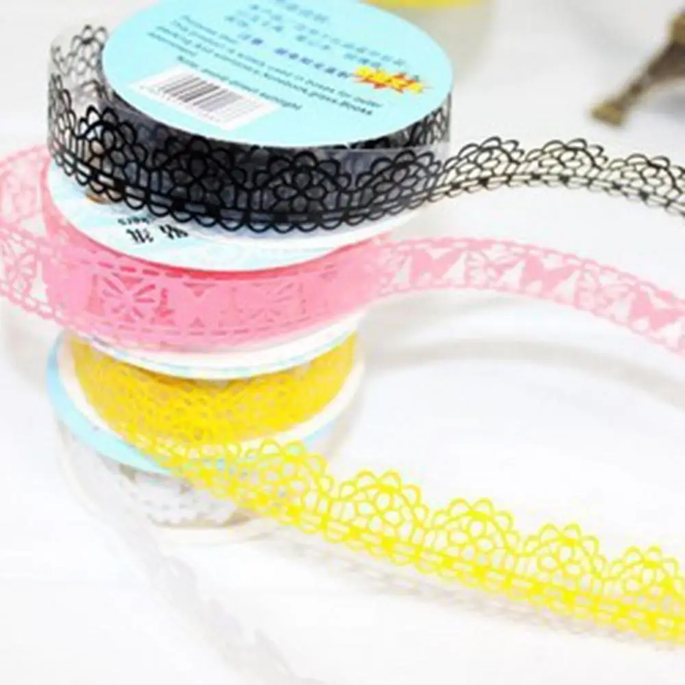 Flower Masking Tape Paper Ribbon Album Decorative Party Lace Roll Scrapbooking Self Adhesive DIY Crafts Sticker