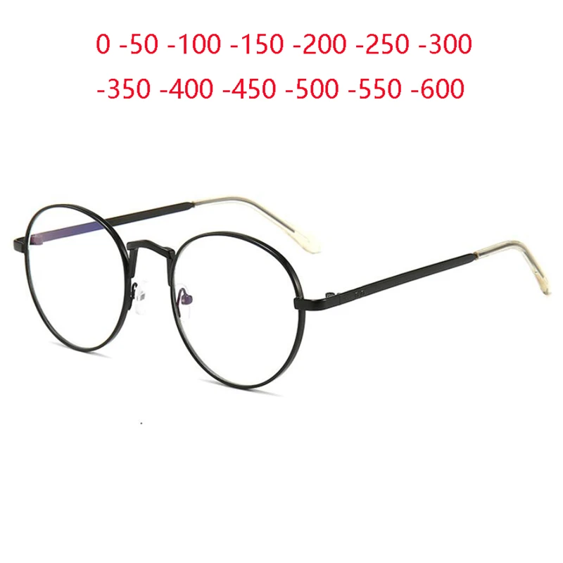 

Metal Women Men Nearsighted Glasses Literary Student Oval Short-sight Eyewear myopes Lunettes 0 -0.5 -1.0 -1.5 To -6.0