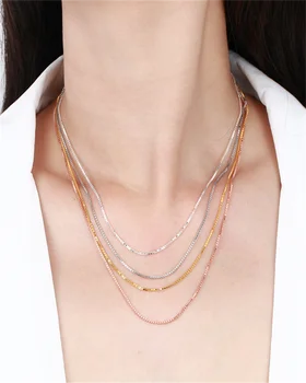 שרשרת שרשרת זהב צהוב לבן 18 קראט, כסף סטרלינג 925 אמיתי, 0.6 מ 6 best sales שרשרת זהב לבן 18 קראט - №1