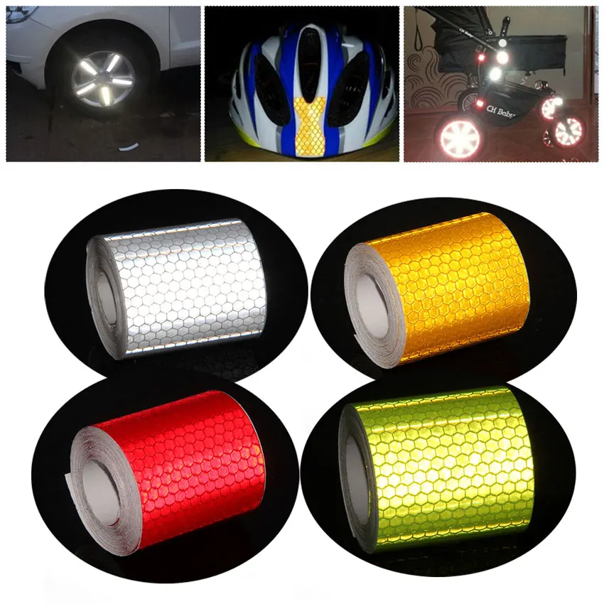 3M Reflective Tape Motorcycle Helmet Stickers Adhesive Reflective Tape Hat Stickers Yellow Orange Lime Green Adhesive Warn Tape