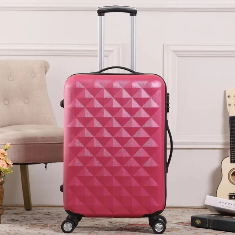 

New diamond pattern Rolling Luggage Spinner Women Trolley Suitcase Wheels Student school bag Password suitcase Carry On Trunk