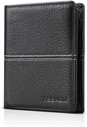 Casual Soft Genuine Leather Wallet Men RFID Black Purse Coin Card Holder