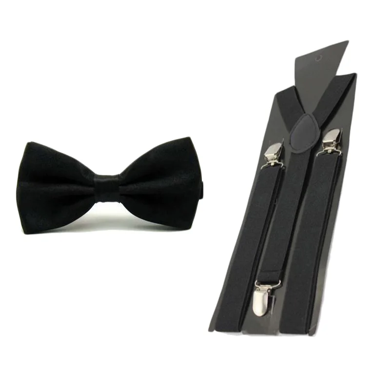 Suspensórios ajustáveis com Bow Tie Set para homens e mulheres, moda Bow Tie Braces, gravatas de casamento, acessórios para meninos e meninas