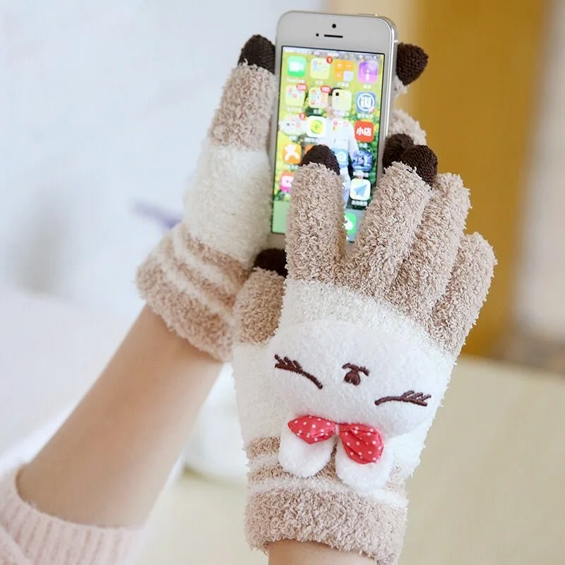 Lovely touch screen men and women autumn-Winter Korean touch screen gloves thickened warm touch gloves