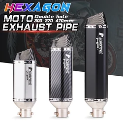 Doule holes Motorcycle Exhaust Muffler Left Right Side Escape Moto GY6 Pipe for FZ6N ER6N SV650 CRF230 Z750 MT07 MT09 Z900 Z1000