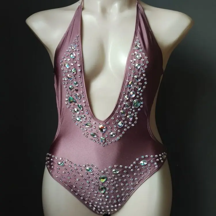 2020 venus wakacje w nowym stylu czerwone stroje kąpielowe sexy v kołnierz bikini diament rhinestone kostium kąpielowy backless kostiumy kąpielowe