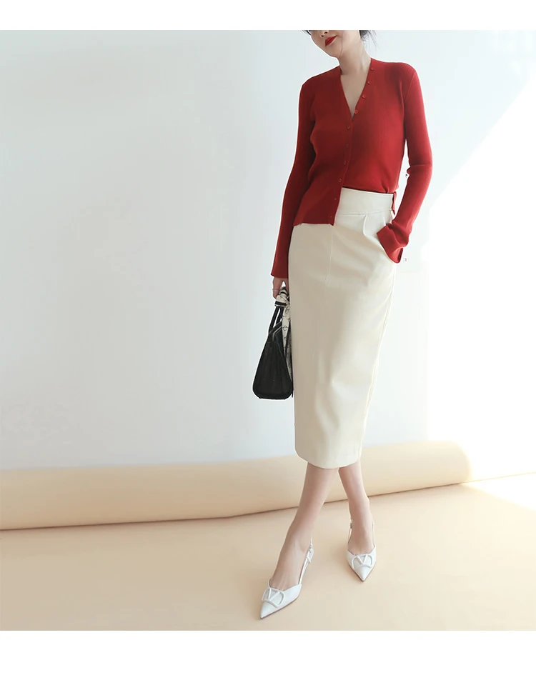 Nerazzurri Spring Midi Pu Leather Skirt Women Brown White Black Long High Waisted Pencil Skirts for Women 2023 Side Slit Zipper 26 Hd79939ea6b4e4577afe5c9819c38d3a4C