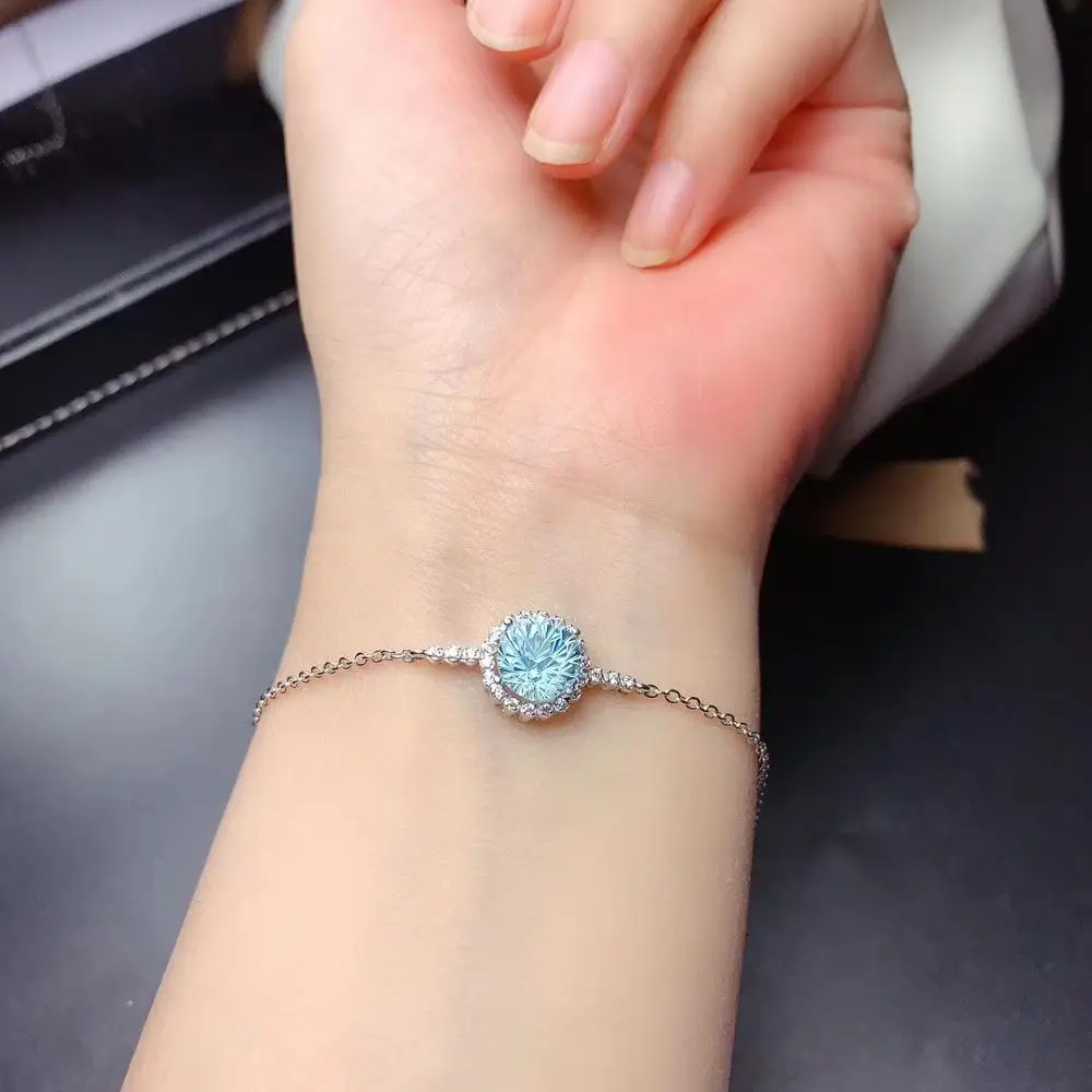 

silver bracelet for women jewelry natural topaz bracelet real 925 sterling silver good fireworks gem birthstone date gift sale