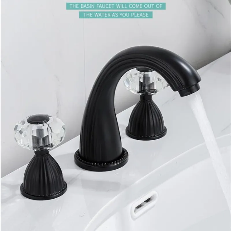 Imagem -03 - Luxo Torneira da Bacia do Banheiro Generalizada Cristal Quente e Fria Lidar com Misturador de Água de Bronze Bacia Sink Mixer Guindaste