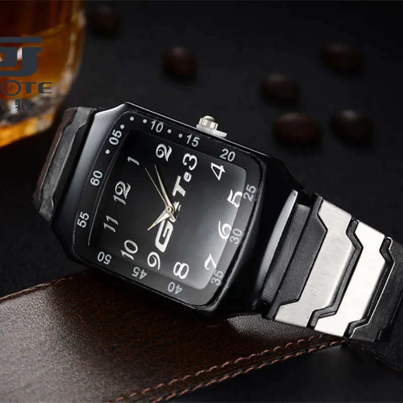 Military Watches For Men Fashion Business Stainless Steel Quartz Watch Male Casual Rectangle Dial Wristwatch Relogio Masculino