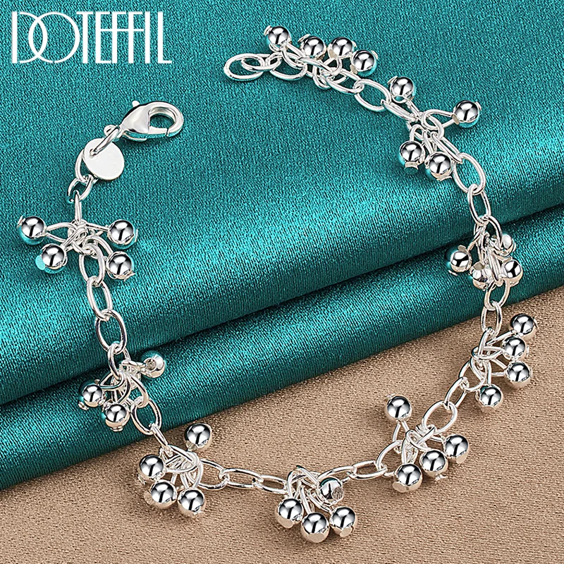 

DOTEFFIL 925 Sterling Silver Smooth Bright Bead Ball Chain Bracelet For Women Fashion Wedding Engagement Party Charm Jewelry