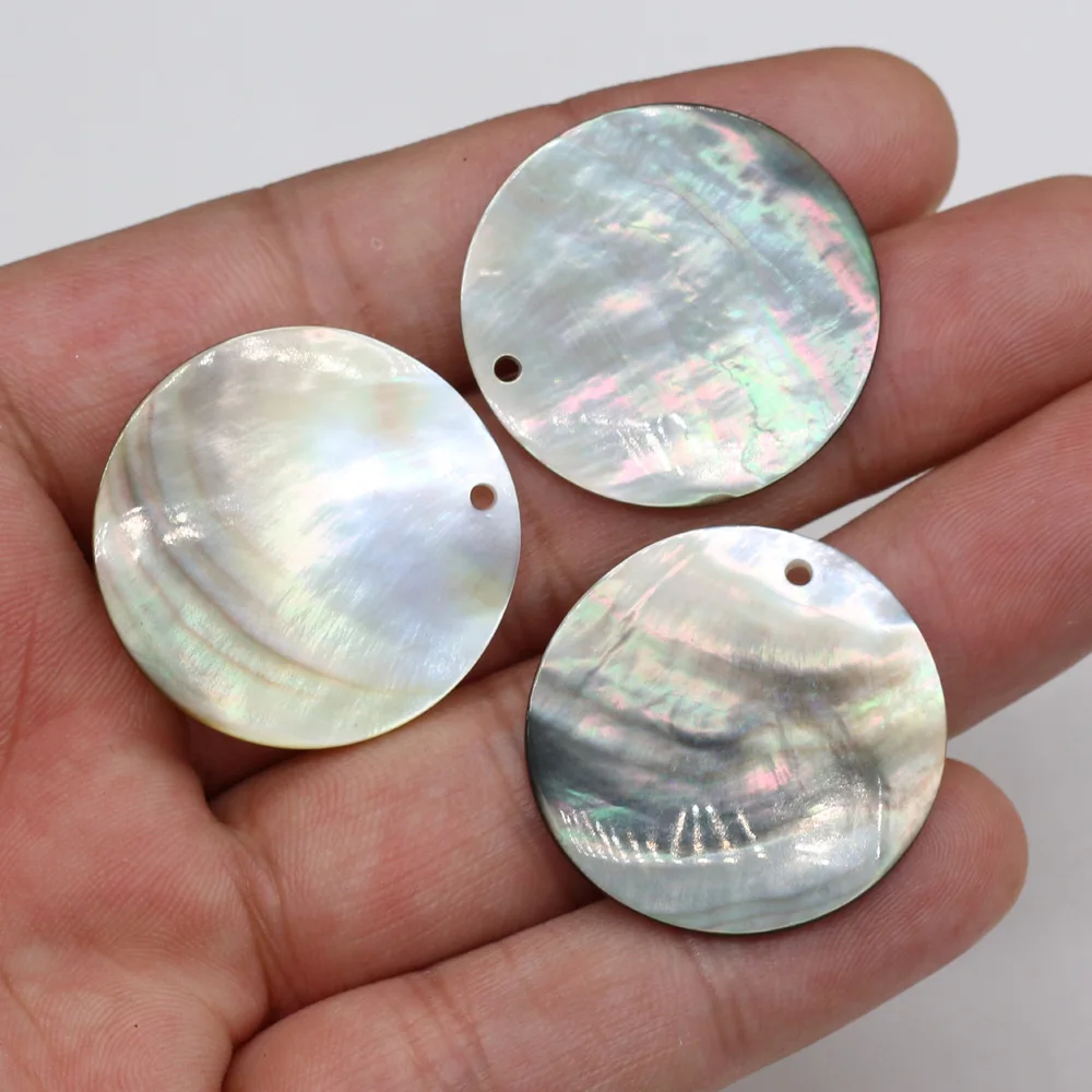 5PCS Natural Freshwater Black Shell Pendant Single Hole Making DIY Trend Necklace Bracelet Jewelry Accessories15/20/25/30mm