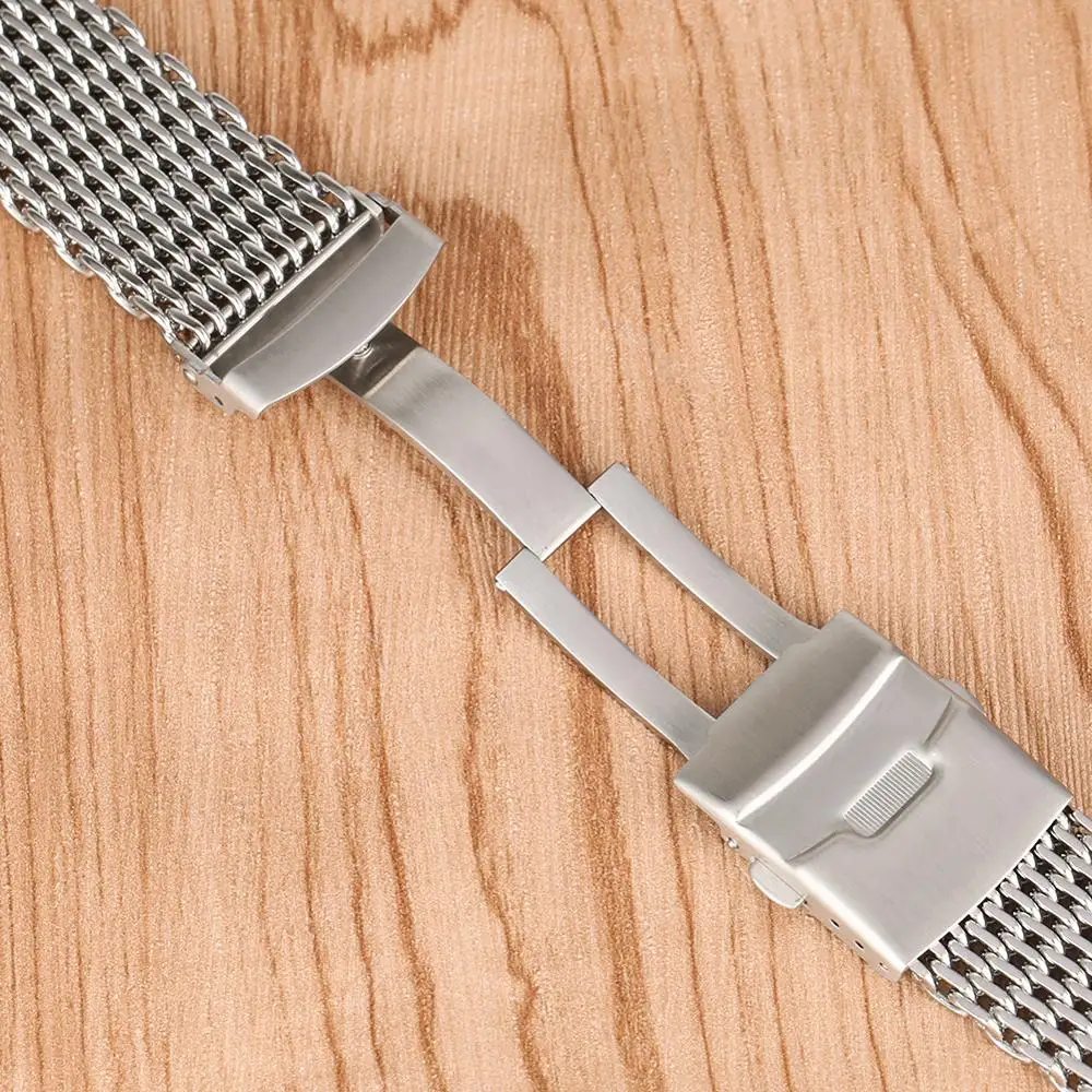 18mm 20mm 22mm Silver Mesh Watchband for Men Watch Replacement Stainless Steel Web Strap Solid Link Wristwatch Bangle Bracelet