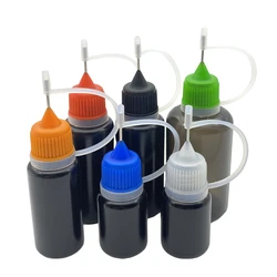 20pcs Soft Empty Container 5ml 10ml 15ml 30ml Black Plastic Dropper Bottle for Liquid PE Vial With Metal Needle Tips