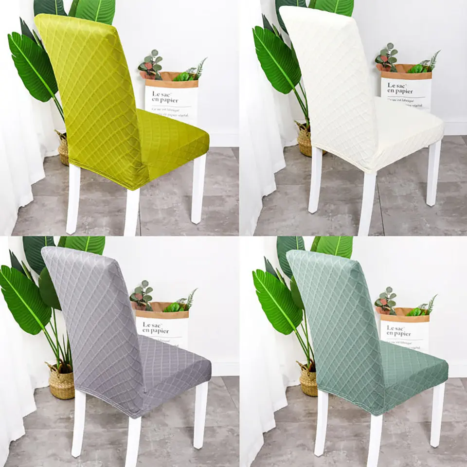 Double-layer Fabric Elastic Chair Cover For Kitchen/Wedding Stretch Chair Covers Spandex Dining Room Chair Cover With Back image 2