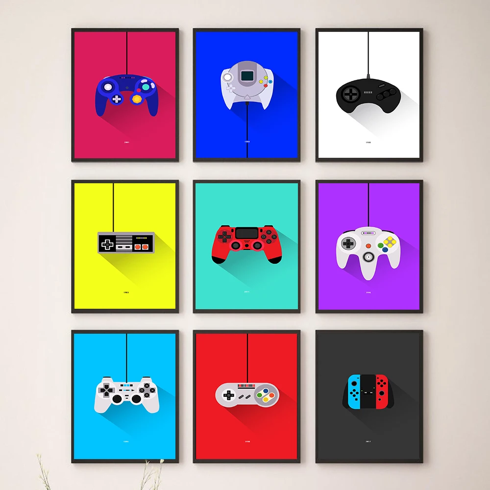 Video Game Controller Poster Handheld Game Console Canvas Painting Wall Art Picture Nordic Prints Boy Room Living Room Decor