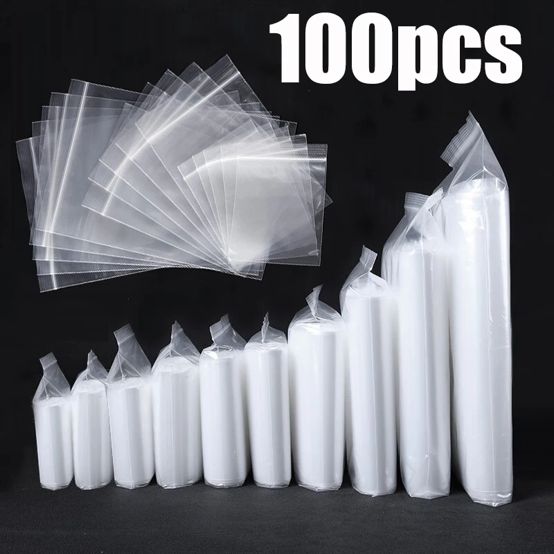 

100Pcs/pack Clear Zip Ziplock lock poly Bags Thick Plastic Reclosable Zip Small Jewelry Package Storage Bag 3.2MiL 0.08mm