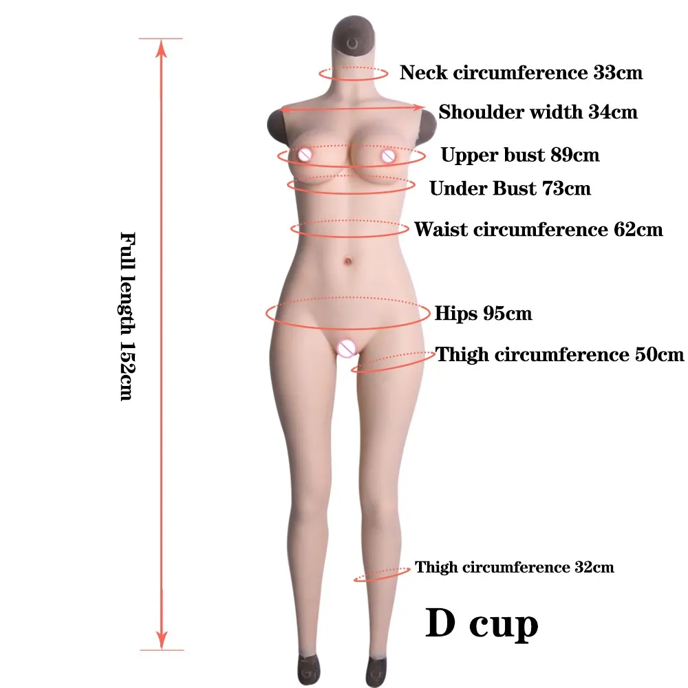 DG Cup Full Silica Gel Tights Rubber Bodysuit Crossdress Male to Female Transsexual Cosply Transgender Fake Silicone Breast Form