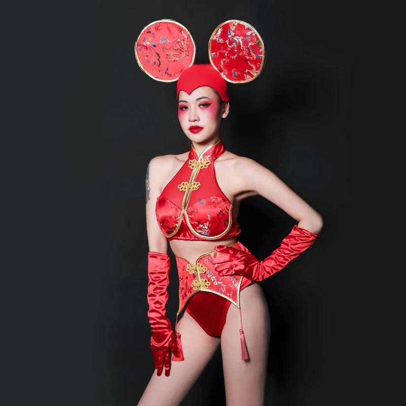 

Valentine's day bar Chinese style gogo performance dress sexy nightclub lead dance dress night show DJ dress DS performance dres