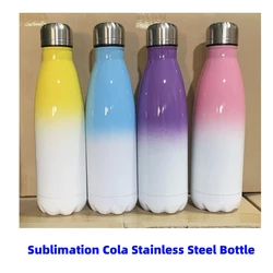 500ml Sublimation Blank Cola Shape Tumbler Double Wall Thermos Cup Stainless Steel Water Bottle For DIY Photo Print Creative Mug