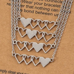 4 Pcs Stainless Steel Heart-shaped Necklaces Matching Heart Pendants for Sister Best Friend Necklace Friendship Jewelry