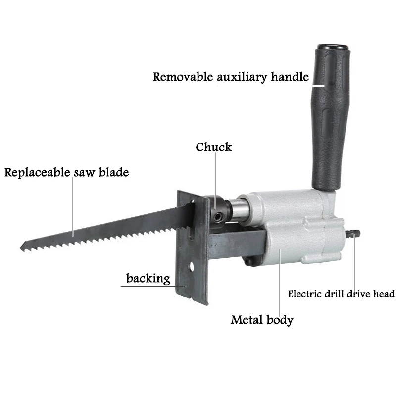 Reciprocating Saw Power Adapter Reciprocating Saw Metal Cutting Wood Cutting Tool Electric Drill Jig Saw Attachment With Blades