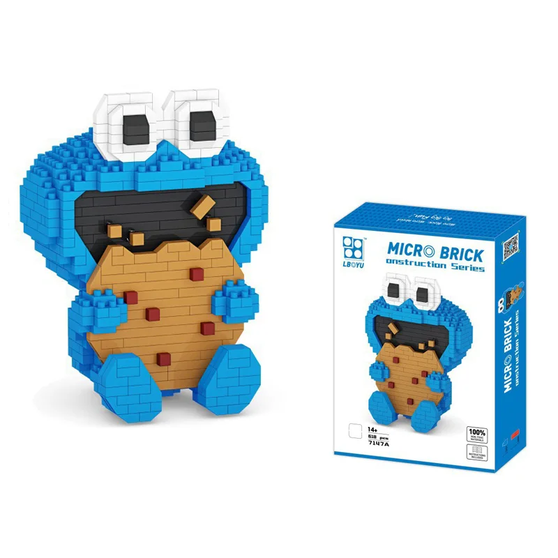 618 Uds + Mini bloques de construcción Micro ladrillos de diamante Elmo Cookie Monsters figuras de pájaros grandes modelo 3D para niños juguetes de