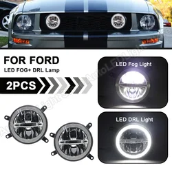 2Pcs For 2005 2006 2007 2008 2009 Ford Mustang GT 2005 2006 2007 2008 2009 LED Bumper Fog Lamp Daytime Running DRL Light